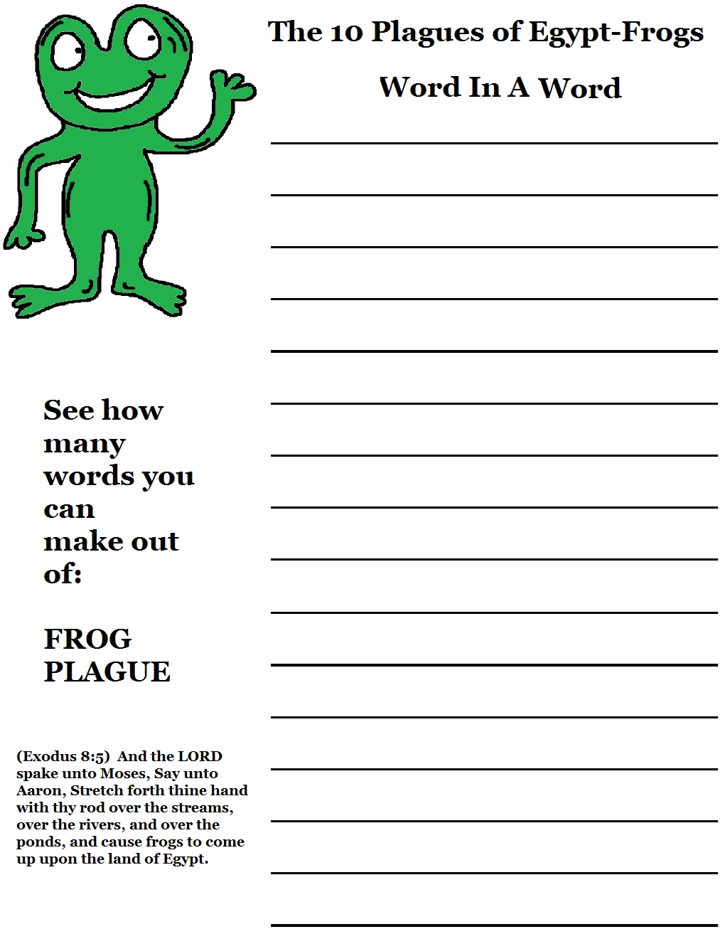 The 10 Plagues of Egypt Frog Lesson